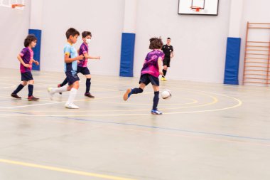 MOANA PONTEVEDRA SPAIN 7 Mayıs 2022 Domaio köşkünde bölgesel çocuklar liginin futsal maçı