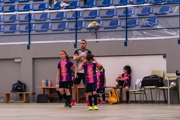 MOANA PONTEVEDRA SPAIN 7 Mayıs 2022 Domaio köşkünde bölgesel çocuklar liginin futsal maçı