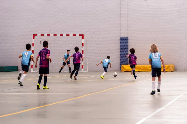 MOANA PONTEVEDRA SPAIN MAY 7 2022 futsal match of the regional children league in the pavilion of Domaio — Stock Photo, Image