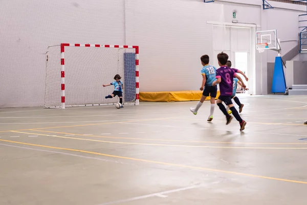 MOANA PONTEVEDRA SPAIN MAY 7 2022 futsal match of the regional children league in the pavilion of Domaio Fotos De Bancos De Imagens