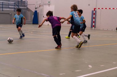 MOANA PONTEVEDRA SPAIN 7 Mayıs 2022 Domaio köşkünde bölgesel çocuklar liginin futsal maçı