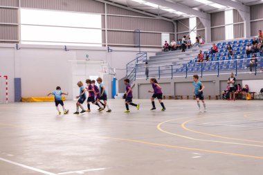 MOANA PONTEVEDRA SPAIN 7 Mayıs 2022 Domaio köşkünde bölgesel çocuklar liginin futsal maçı