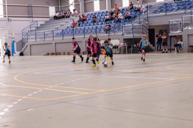 MOANA PONTEVEDRA SPAIN 7 Mayıs 2022 Domaio köşkünde bölgesel çocuklar liginin futsal maçı