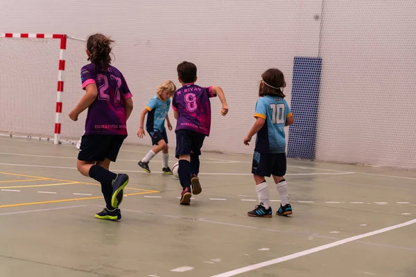 MOANA PONTEVEDRA SPAIN MAY 7 2022 futsal match of the regional children league in the pavilion of Domaio — стокове фото