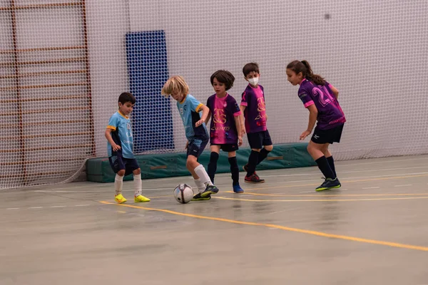 MOANA PONTEVEDRA SPAIN 7 Mayıs 2022 Domaio köşkünde bölgesel çocuklar liginin futsal maçı