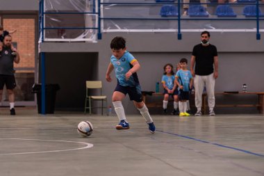 MOANA PONTEVEDRA SPAIN 7 Mayıs 2022 Domaio köşkünde bölgesel çocuklar liginin futsal maçı
