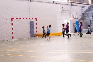 MOANA PONTEVEDRA SPAIN 7 Mayıs 2022 Domaio köşkünde bölgesel çocuklar liginin futsal maçı