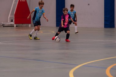 MOANA PONTEVEDRA SPAIN 7 Mayıs 2022 Domaio köşkünde bölgesel çocuklar liginin futsal maçı