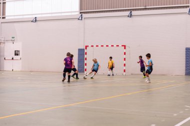 MOANA PONTEVEDRA SPAIN 7 Mayıs 2022 Domaio köşkünde bölgesel çocuklar liginin futsal maçı