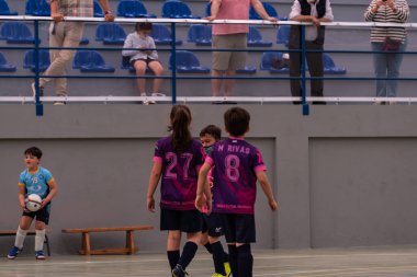 MOANA PONTEVEDRA SPAIN 7 Mayıs 2022 Domaio köşkünde bölgesel çocuklar liginin futsal maçı