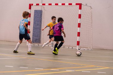 MOANA PONTEVEDRA SPAIN 7 Mayıs 2022 Domaio köşkünde bölgesel çocuklar liginin futsal maçı
