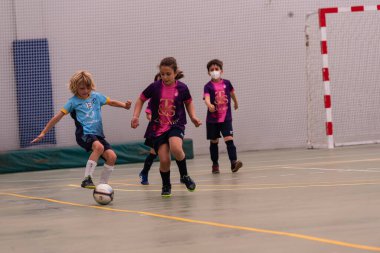 MOANA PONTEVEDRA SPAIN 7 Mayıs 2022 Domaio köşkünde bölgesel çocuklar liginin futsal maçı