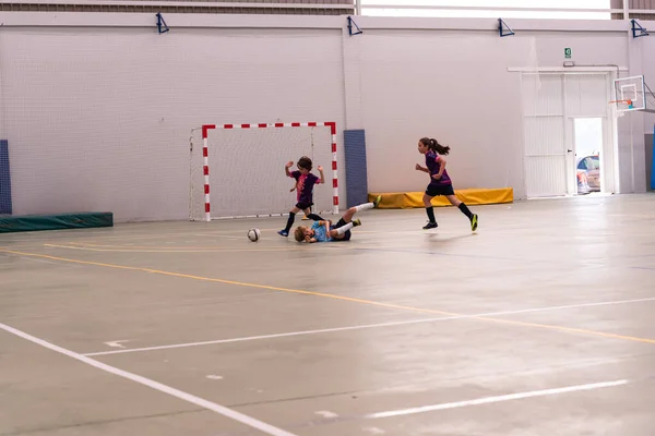 MOANA PONTEVEDRA SPAIN MAY 7 2022 futsal match of the regional children league in the pavilion of Domaio — стокове фото