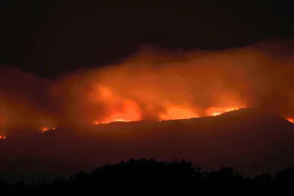 Illa Arousa Pontevedra Spain August 2022 Fire Galicia Mountains Burning — 스톡 사진