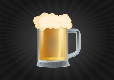 Siyah Arkaplanda Bira Kadehi İzole Edilmiş Vektör, Güzel Bira Çizimi