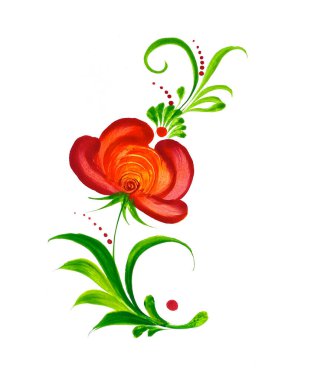 Çiçekli ve yapraklı çizimler, suluboya resimler, beyaz arka planda çizilmiş el yazısı, çiçek desenli. Petrykivka halkı. Ukrayna. Ukrayna sanatı