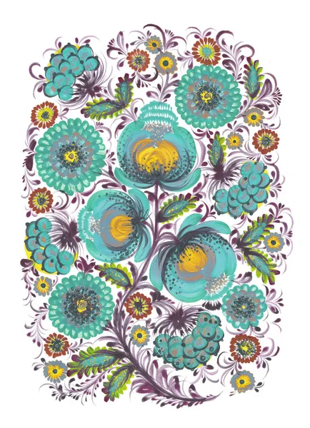 Ilustração Aquarela Com Flores Abstratas Padrão Sem Costura Floral Pessoas — Fotografia de Stock