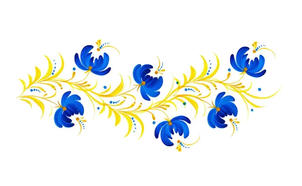 Illustratie Van Een Mooie Bloemen Ornament Een Witte Achtergrond Petrykivka — Stockfoto