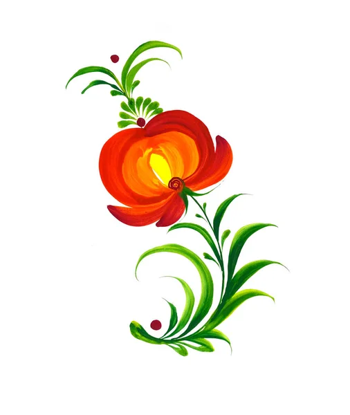 Vectorillustratie Bloemen Takken Bladeren Rood Zwart Geïsoleerd Witte Achtergrond Met — Stockfoto
