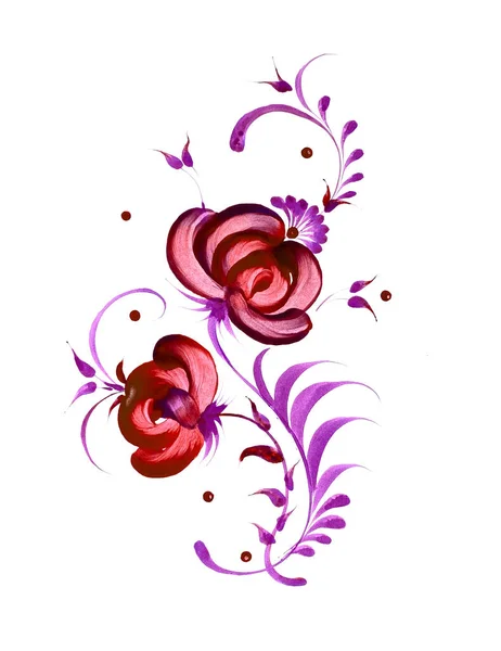 Bella Illustrazione Acquerello Ornamento Floreale Isolato Petrykivka — Foto Stock