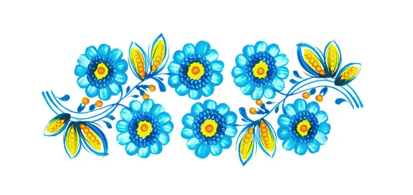 Ornamento Floral Flores Ilustração Vetorial Colorido Petrykivka — Fotografia de Stock