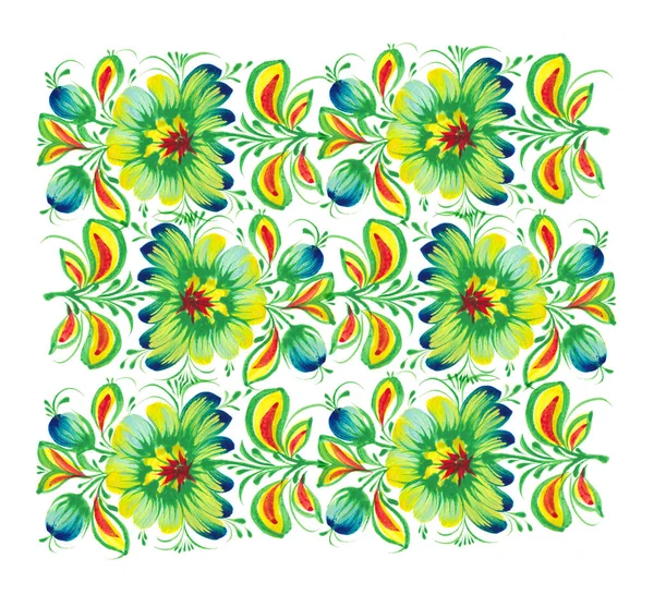 Padrão Sem Costura Floral Aquarela Flores Folhas Desenho Mão Ilustração — Fotografia de Stock