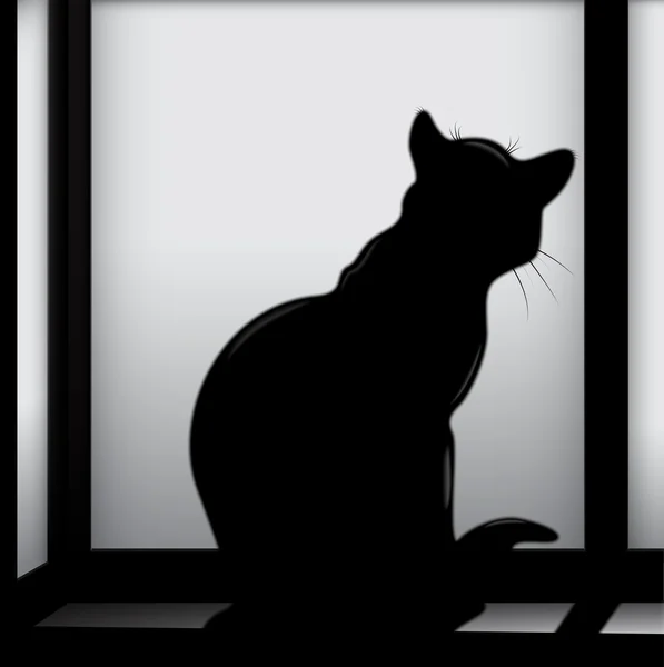 Γάτα στο παράθυρο — Διανυσματικό Αρχείο