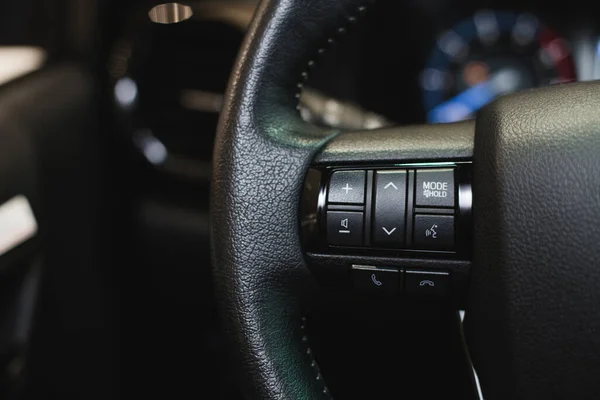 Close Steering Wheel Car Dashboard — Stock Photo, Image