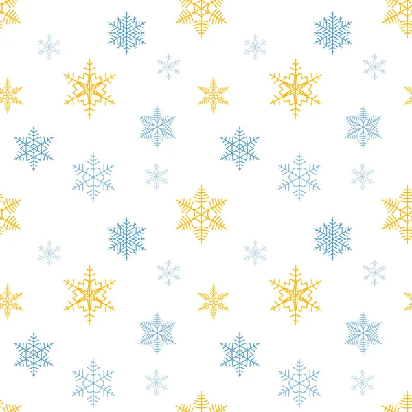 Kar taneleri pürüzsüz desenli. Sonsuz Noel geçmişi. Kar yağışı arka planda tekrarlandı. Vektör illüstrasyonu beyazda izole edildi.