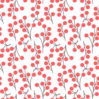 Kış meyveleri pürüzsüz desen. Doğa elementleri baskı. Beyaz vektör illüstrasyonunda izole