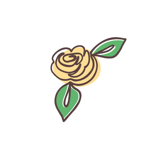 Linha Desenhada Rosa Flor Ilustração Vetorial Isolada Planta Estilo Minimalismo — Vetor de Stock