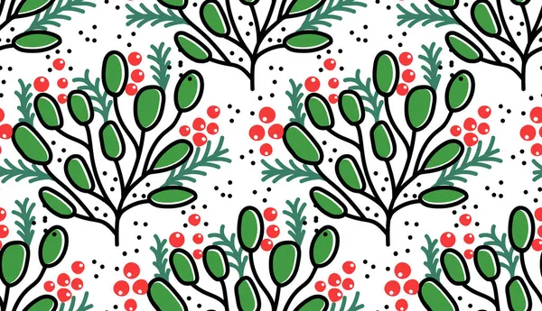 Beyaz vektör illüstrasyonunda izole edilmiş kusursuz bir noel şekli. Bayramlık bitkiler tekrarlanabilir baskı