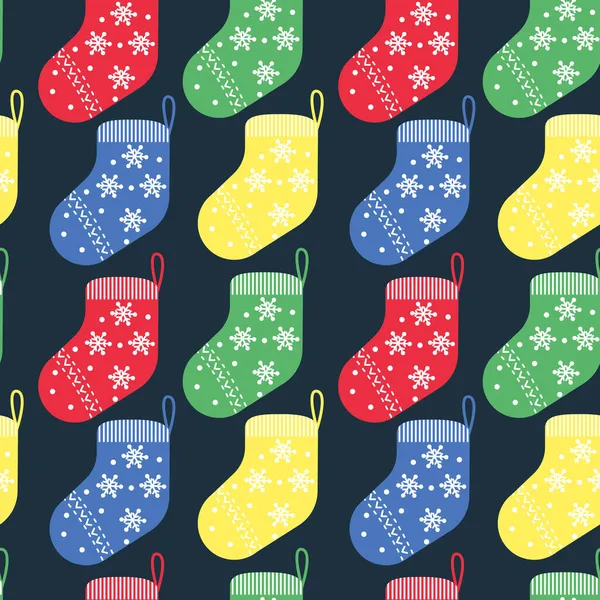 Calzini Natale Modello Senza Cuciture Anno Nuovo Sfondo Vacanze Festive — Vettoriale Stock