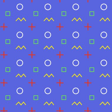 Geometrik soyut, farklı şekillere sahip, dikişsiz desen. Geçmişe dönüş. Sonsuz tekrarlanabilir yazdırma