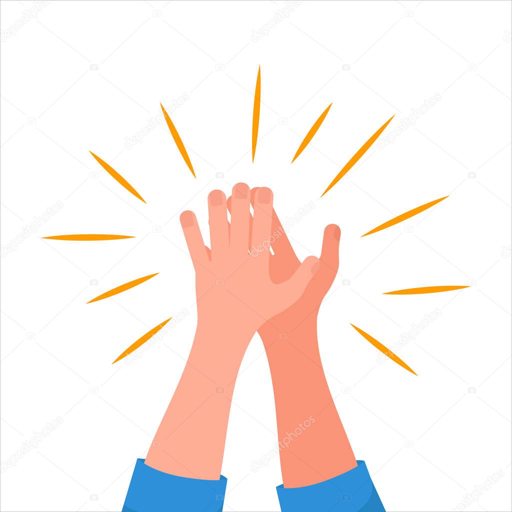 Person applauds. Human clapping hands. Isolated on whited vector illustration