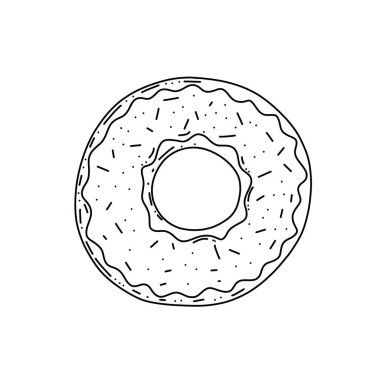 Çörek çizimi beyaz arkaplanda izole edilmiş. Karalama tarzında vektör illüstrasyonu. Restoran menüsü tasarımı, kafe, mutfak, web sitesi, kumaş üzerine baskı.