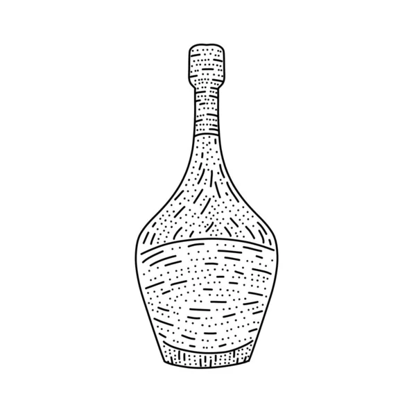 ホワイトベクトルイラストに独立したかわいい手描きボトルodシャンパン。フェスティバルワインブース｜low web design. — ストックベクタ