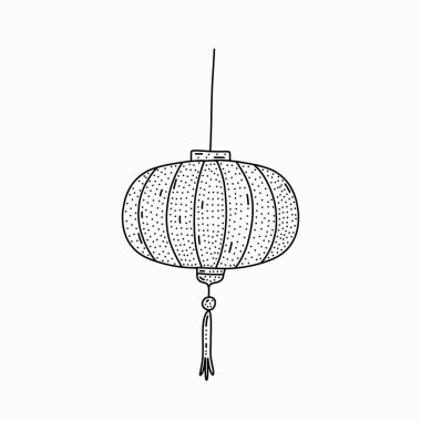 Çin el feneri karalama tarzında çizilmiş. Her amaçla hoş bir tasarım. Şekilde asılı fener.