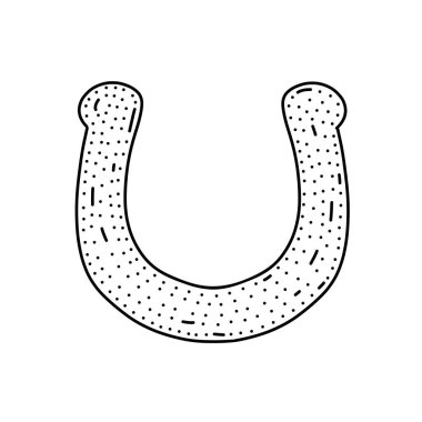 Çizik şeklinde el çizimi at nalı. Beyaz vektör illüstrasyonunda izole.