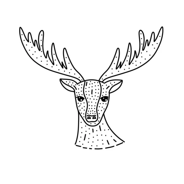 Roztomilý ručně kreslený jelen izolovaný na bílém vektorovém obrázku. Rozkošný zvířecí tisk. — Stockový vektor
