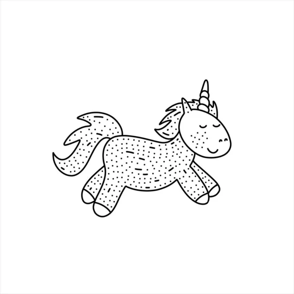 Menggambar unicorn dengan gaya corat-coret. Terisolasi pada gambar vektor putih. - Stok Vektor