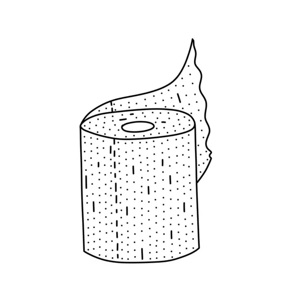 Elle çizilmiş tuvalet kağıdı ikonu. Beyaz arkaplanda izole edilmiş web tasarımı için çizgi film tuvalet kağıdı vektör simgesi.