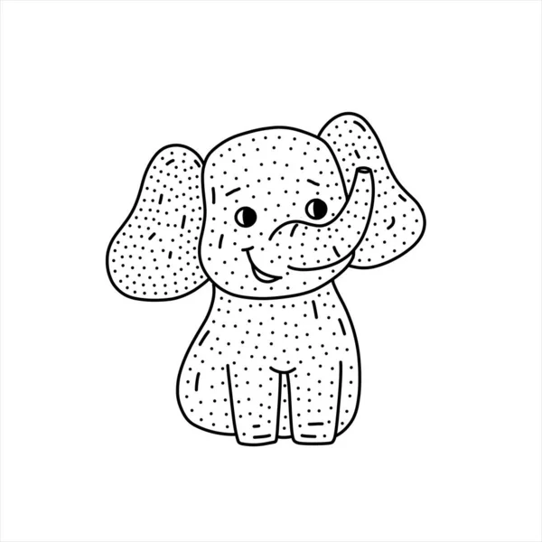 Handgetekende olifant icoon in doodle stijl. Cartoon olifant vector pictogram voor web design geïsoleerd op witte achtergrond. — Stockvector