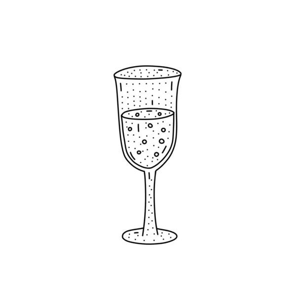 Hand drawn glass of champagne icon in doodle style. Cartoon glass of champagne vector icon for web design isolated on white background. — Stock Vector