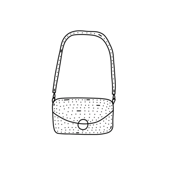 Icône de sac à main dessinée à la main dans le style doodle. Icône vectorielle de sac à main de bande dessinée pour la conception Web isolé sur fond blanc. — Image vectorielle