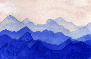 Watercolor abstract landscape in minimalistic boho style. Aesthetic Background.