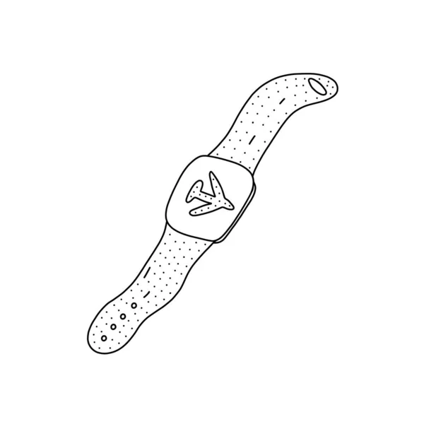 Ícone de relógio esporte desenhado à mão no estilo Doodle. Elemento de desporto digital. Ilustração bonito para web design. — Vetor de Stock