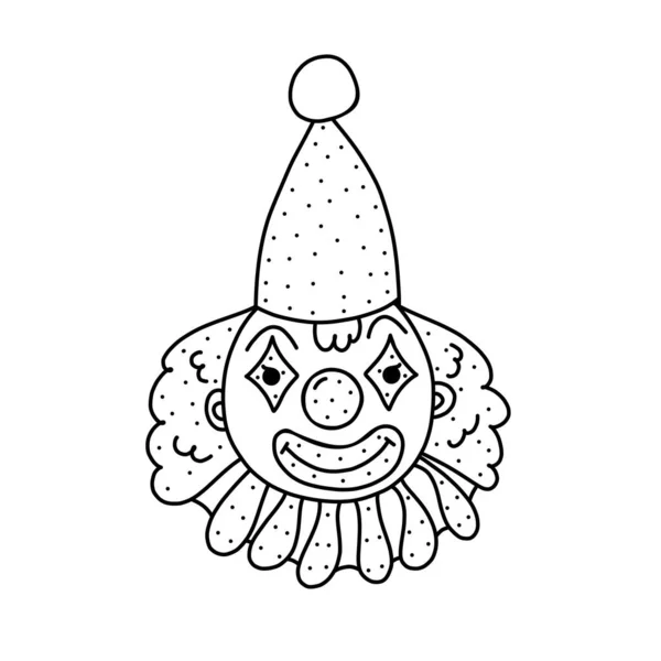 Handritad vektor illustration av en cirkus clown ikon i klotter stil. Söt illustration av en clown ikon på en vit bakgrund. — Stock vektor