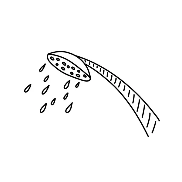 Ručně kreslené vektorové ilustrace ikony sprchy ve stylu doodle. Roztomilé ilustrace nástroje péče o tělo na bílém pozadí. — Stockový vektor