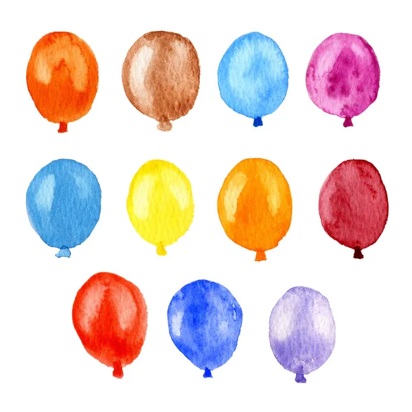 Акварельний набір святкових куль ізольованих на білій ілюстрації. Збірка красивих кульок . — стокове фото